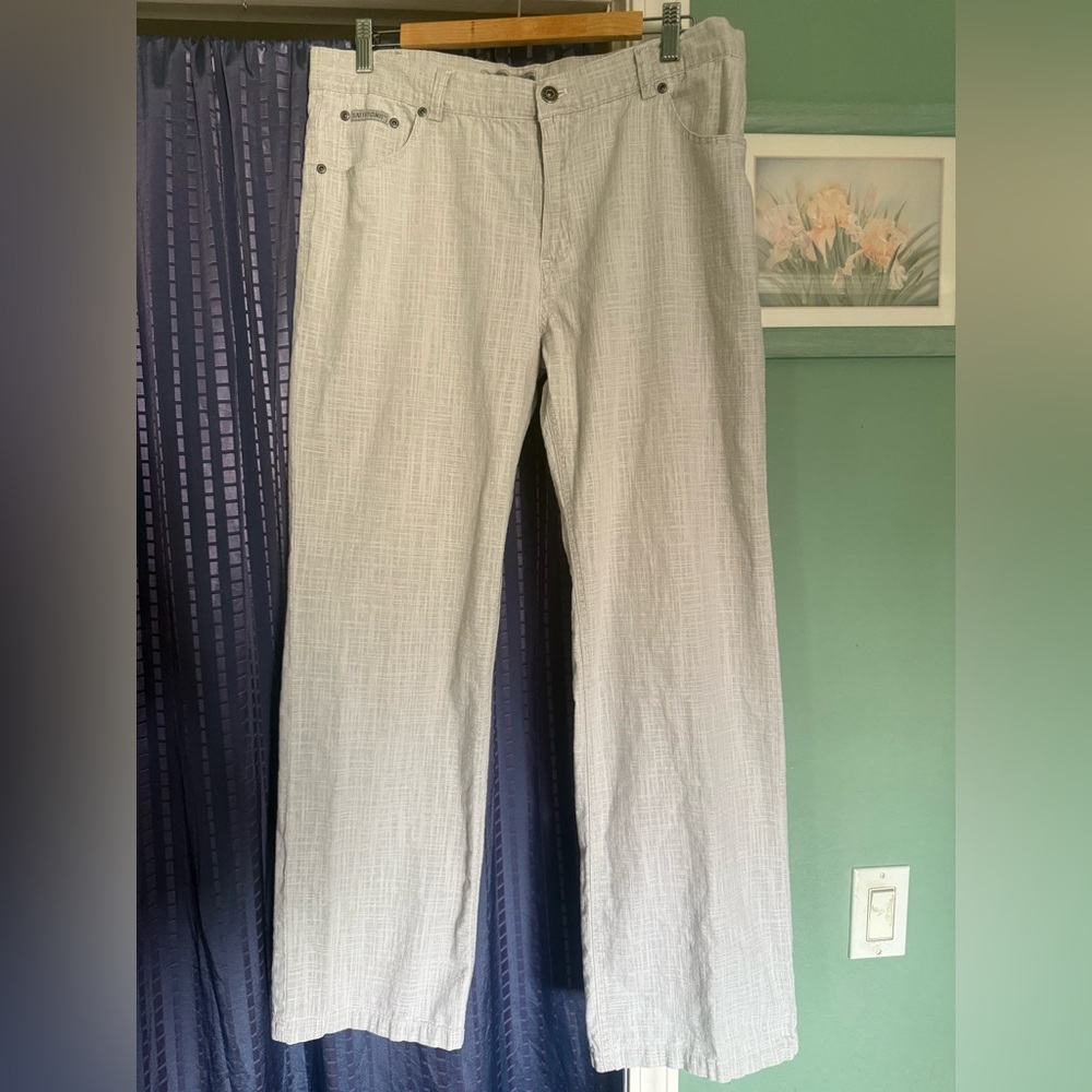RAREBONE Mens 100% Cotton Beige Dress Pants W34 L34 Straight Lightweight